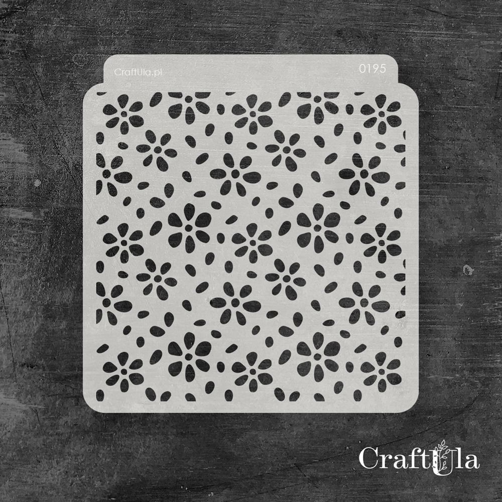 Stencil 0195 – Flowers, 15x16 cm x 0,35 mm, semi-translucent