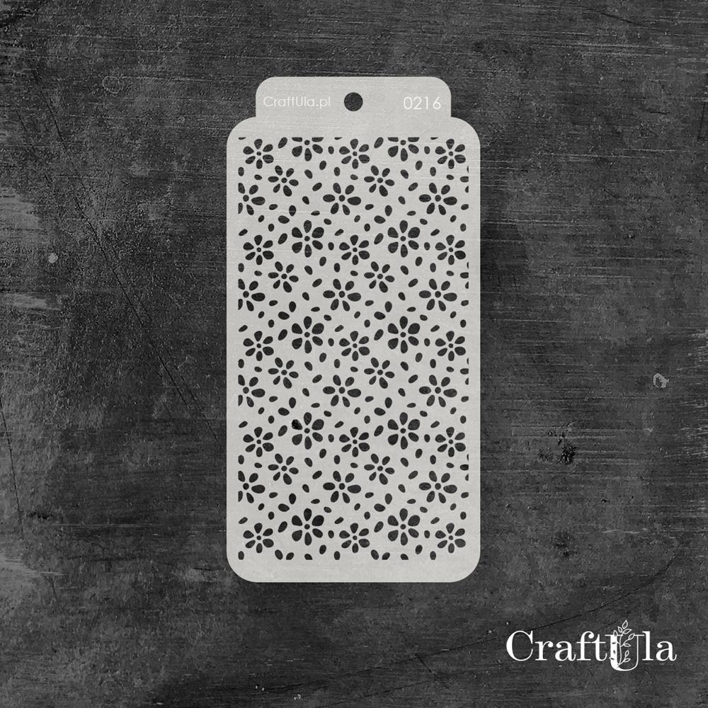 Stencil 0216 – Tiny Flowers, 8x16 cm x 0,35 mm, semi-translucent