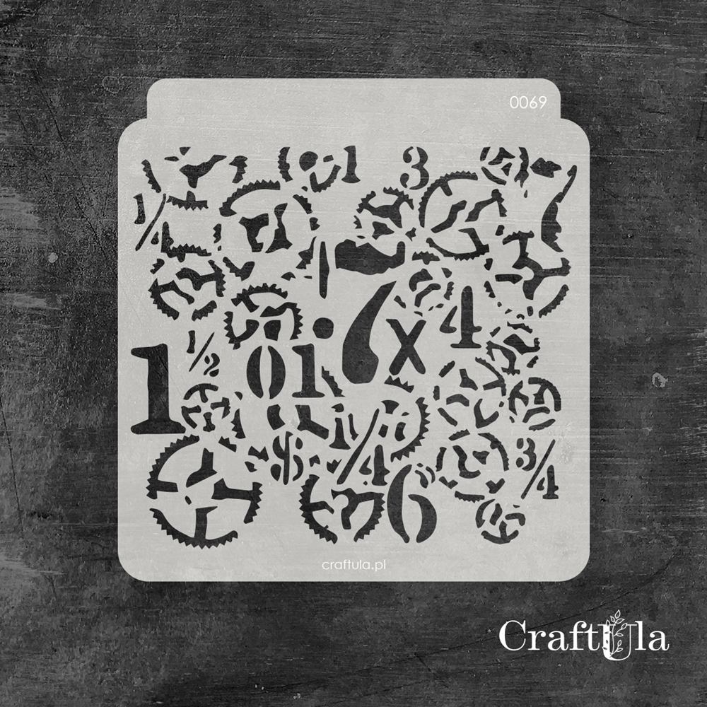 Stencil 069 – Numbers, 15x16 cm x 0,35 mm, semi-translucent