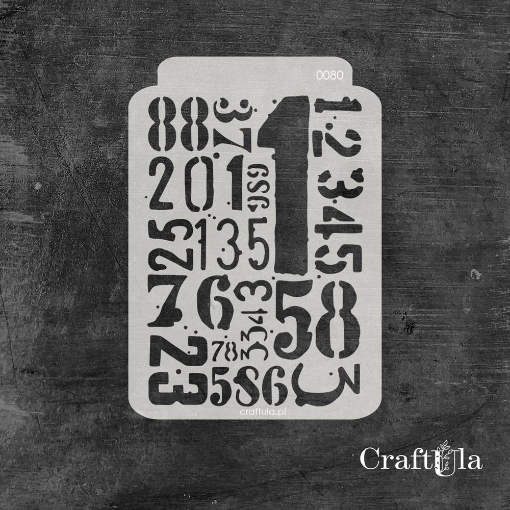 Stencil 080 – Numbers, 11x16 cm x 0,35 mm, semi-translucent