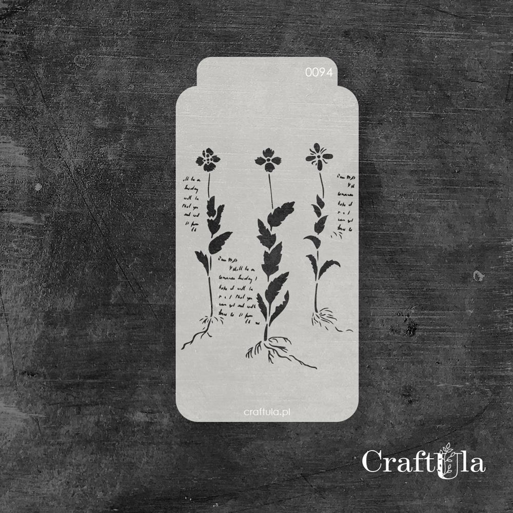 Stencil 094 – Flowers, 8x16 cm x 0,35 mm, semi-translucent
