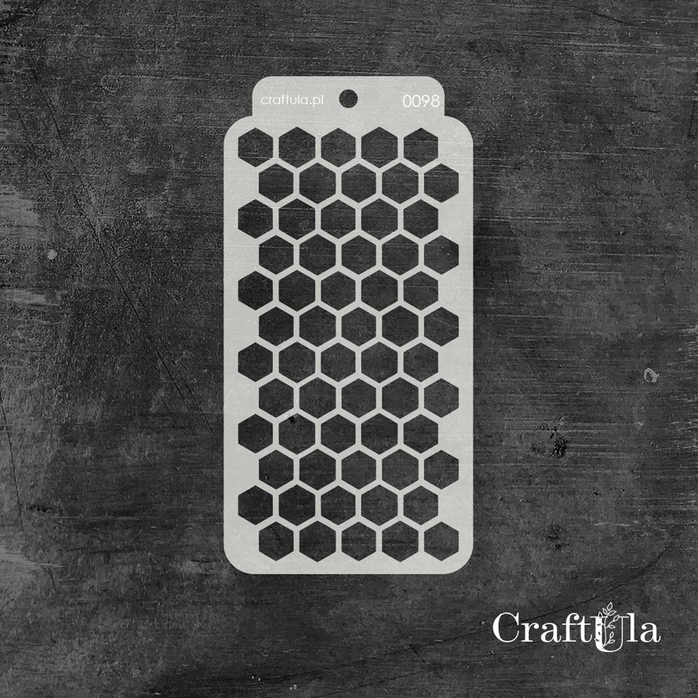 Stencil 098 – Hexagons, 8x16 cm x 0,35 mm, semi-translucent