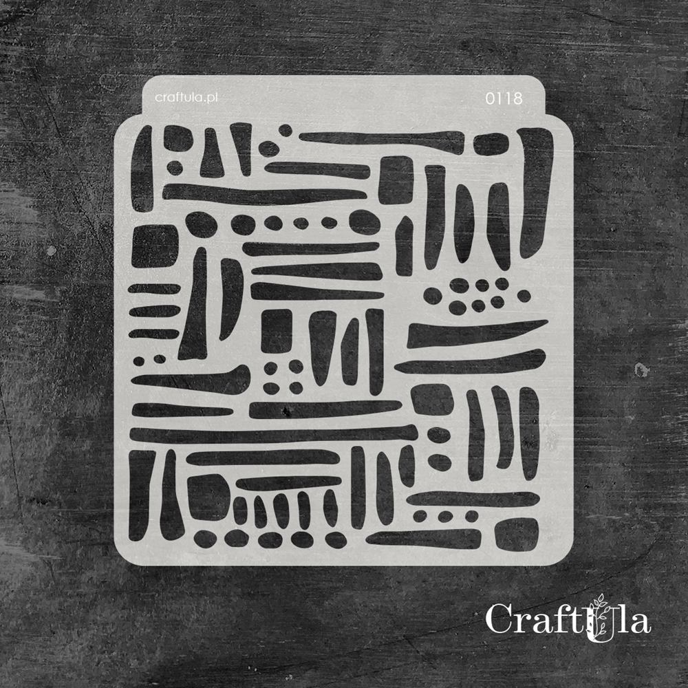 Stencil 118 – Dots and Stripes, 15x16 cm x 0,35 mm, semi-translucent