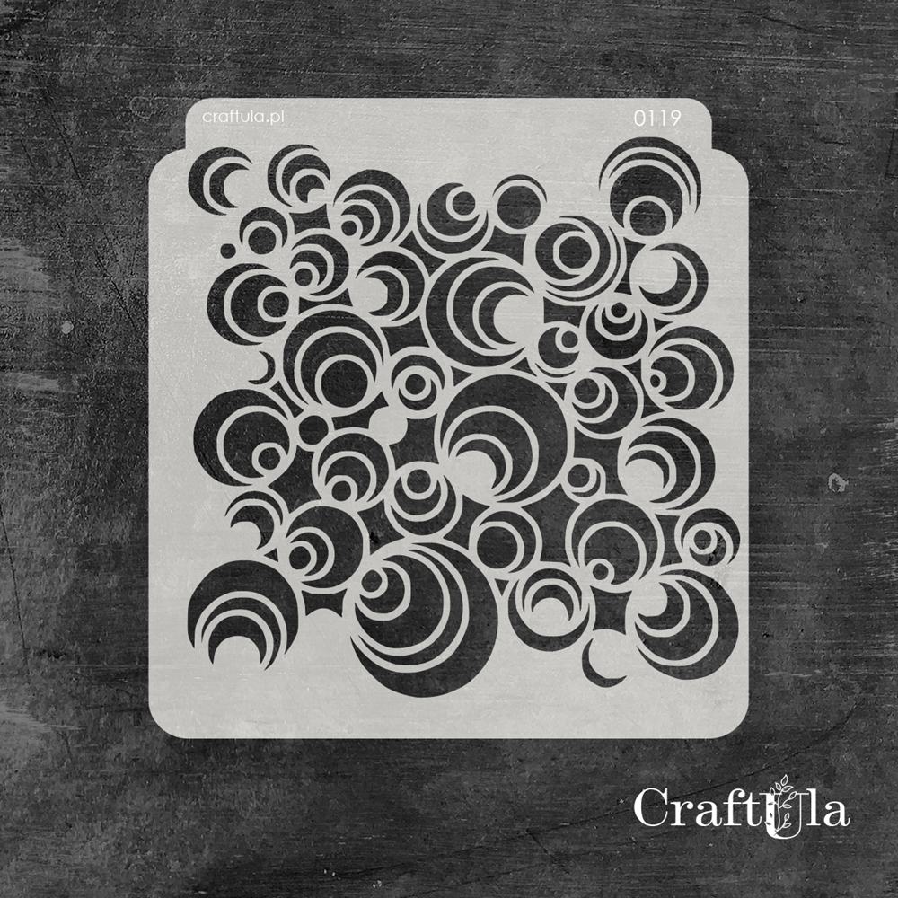 Stencil 119 – Circles, 15x16 cm x 0,35 mm, semi-translucent
