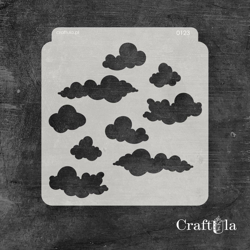 Stencil 123 – Cloudes, 15x16 cm x 0,35 mm, semi-translucent