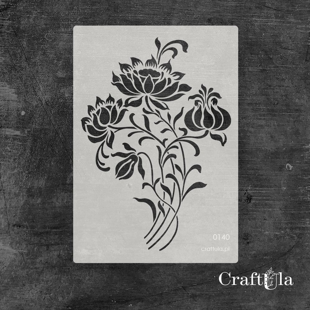 Stencil 140 – Flowers, 17,3x25 cm x 0,35 mm, semi-translucent