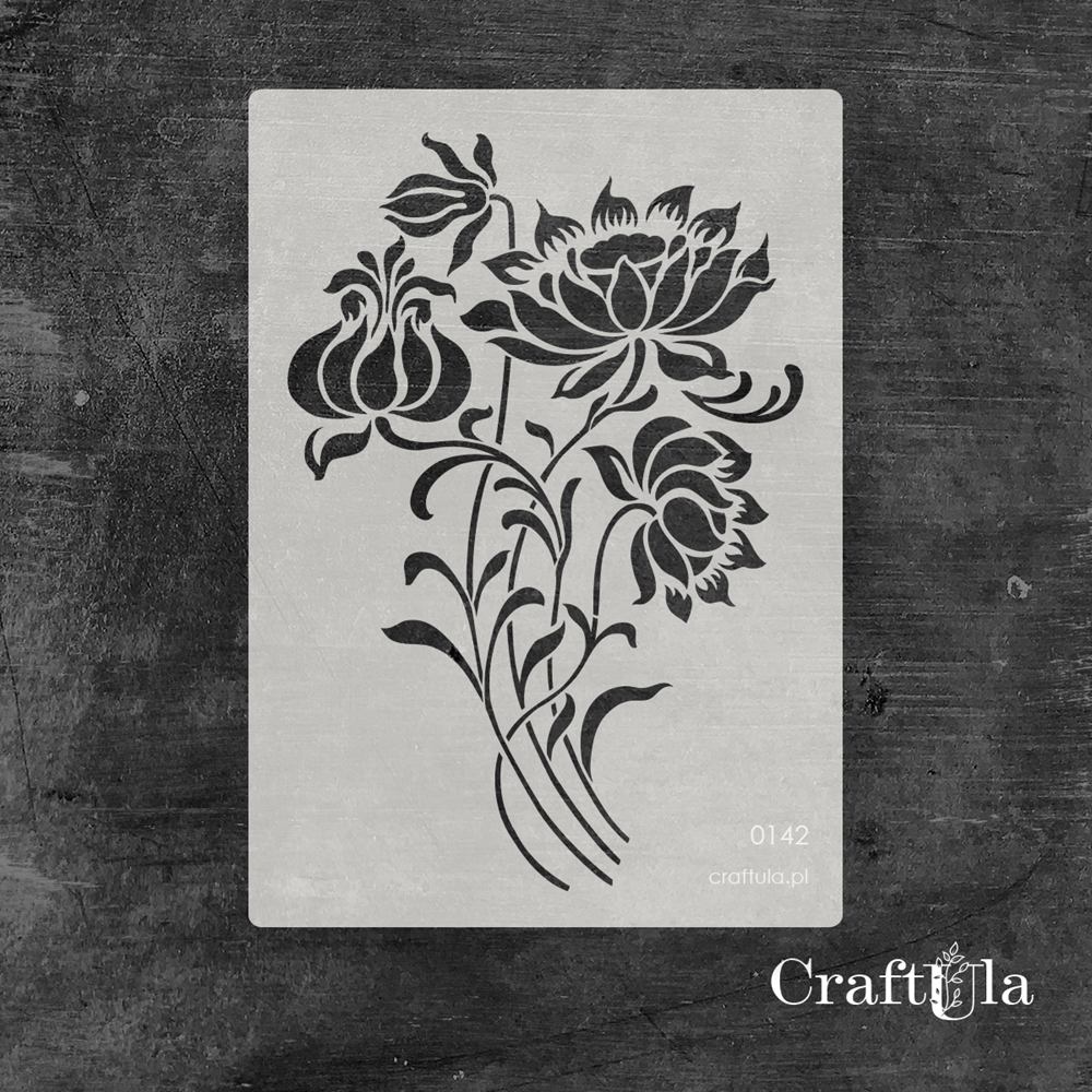 Stencil 142 – Flowers, 17,7x25 cm x 0,35 mm, semi-translucent