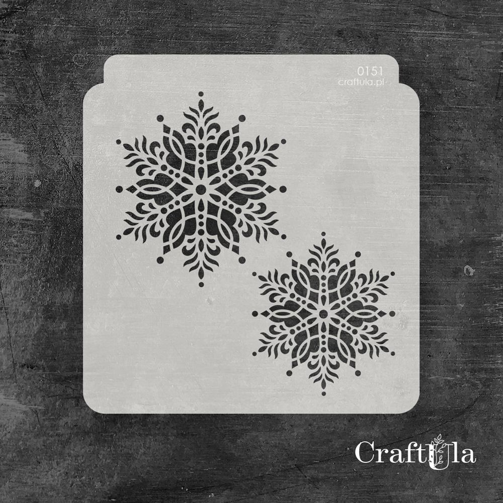 Stencil 151 – Snowflakes, 15x16 cm x 0,35 mm, semi-translucent