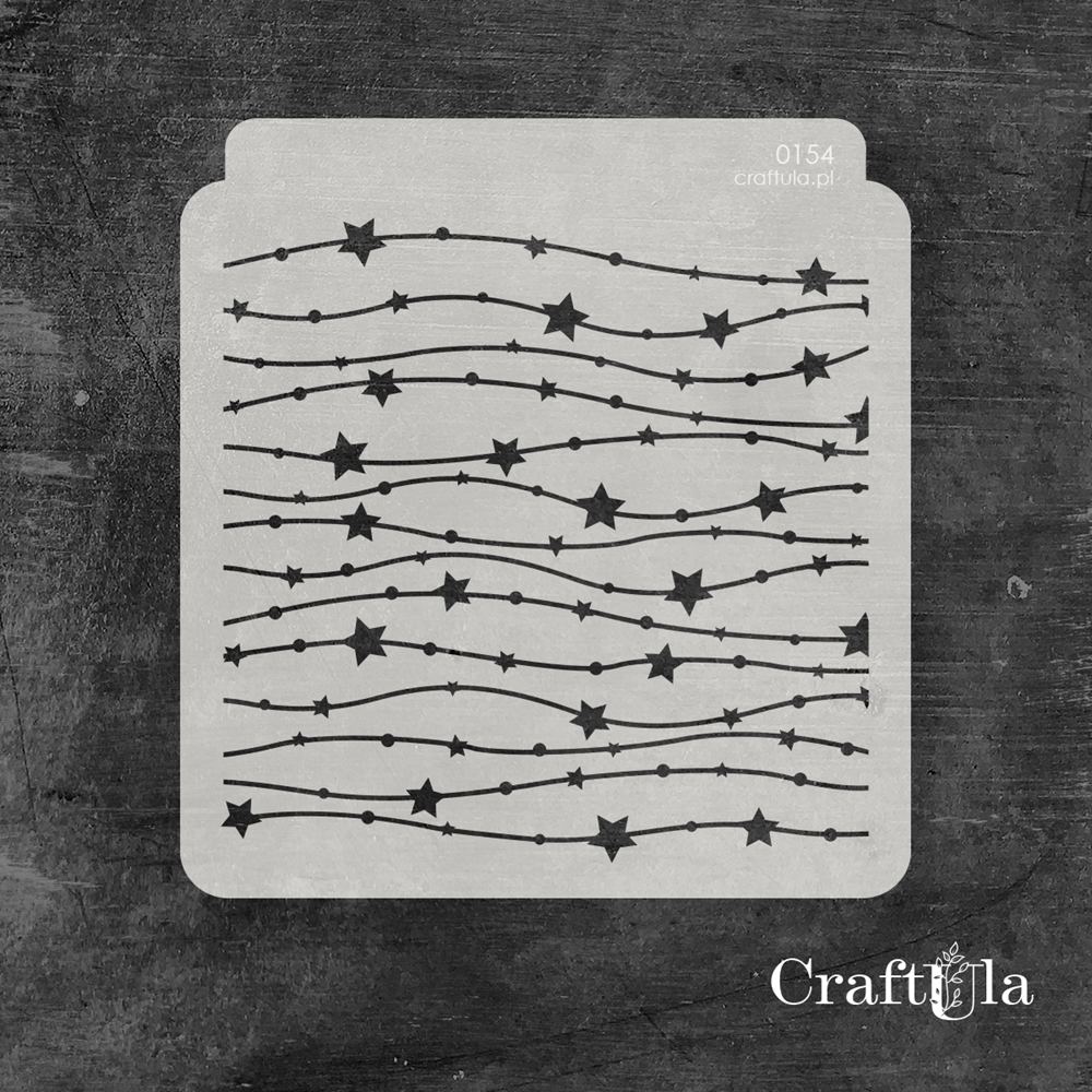 Stencil 154 – Stars, 15x16 cm x 0,35 mm, semi-translucent