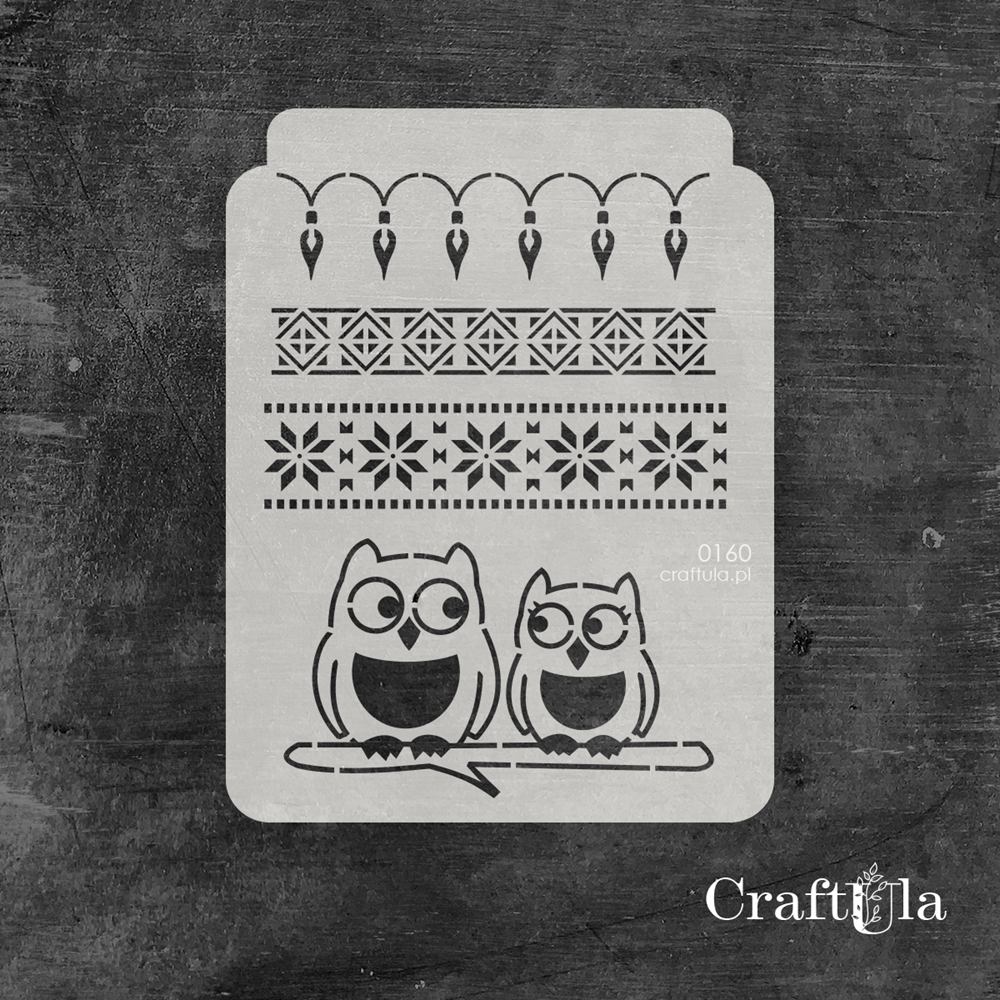 Stencil 160 – Owls, 16x20 cm x 0,35 mm, semi-translucent