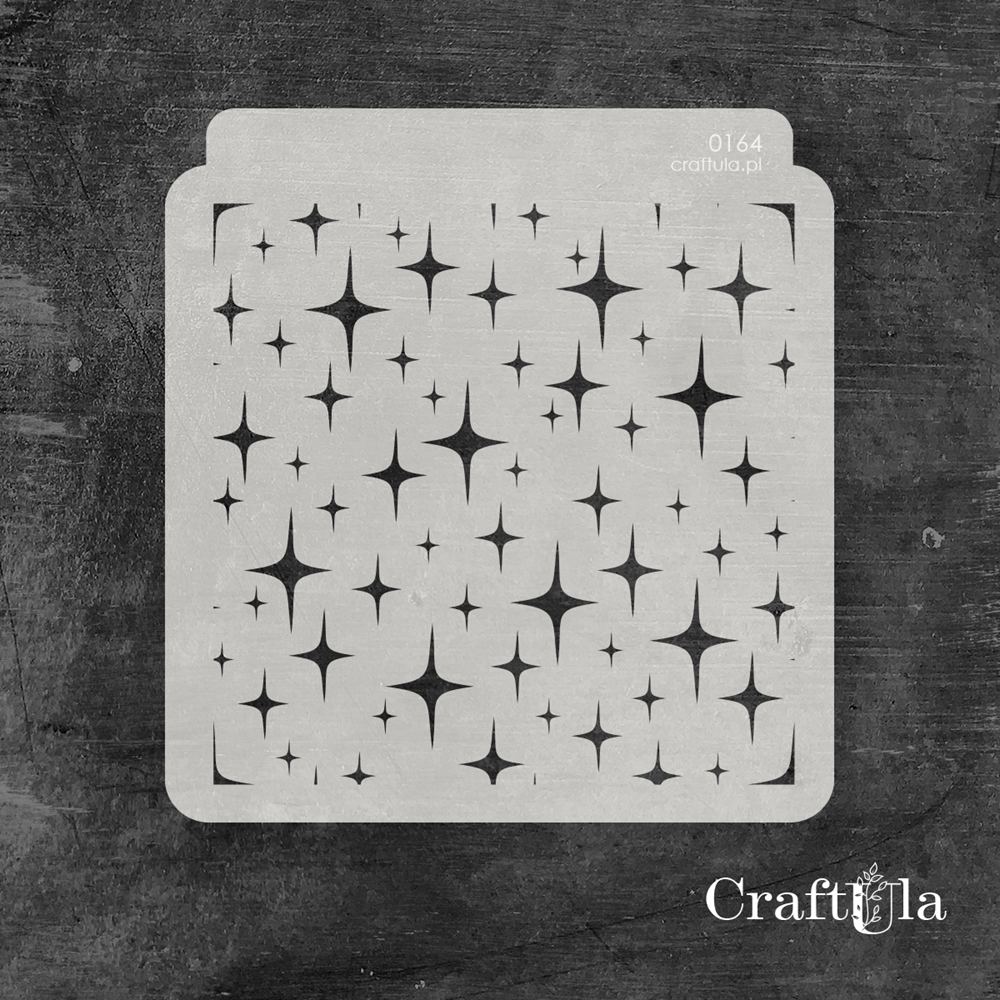 Stencil 164 – Stars, 15x16 cm x 0,35 mm, semi-translucent