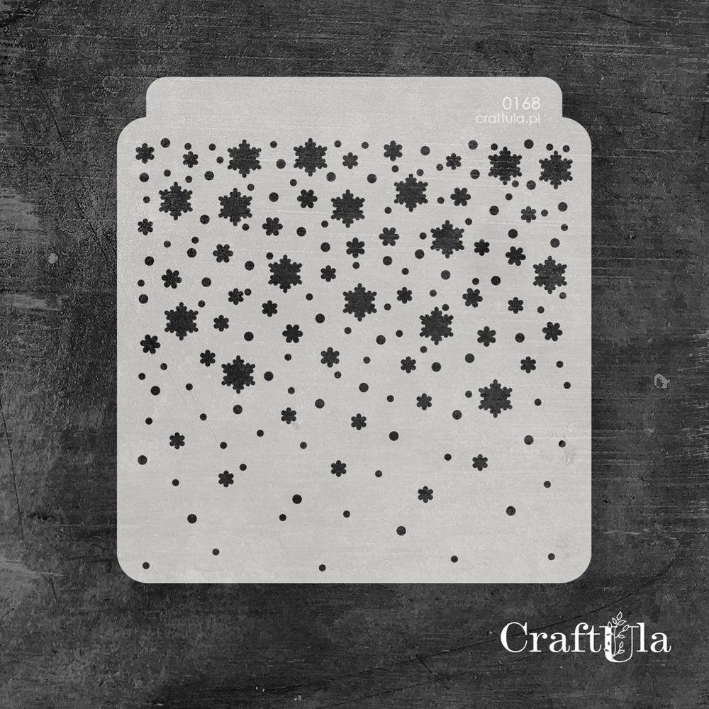 Stencil 168 – Snowflakes, 15x16 cm x 0,35 mm, semi-translucent