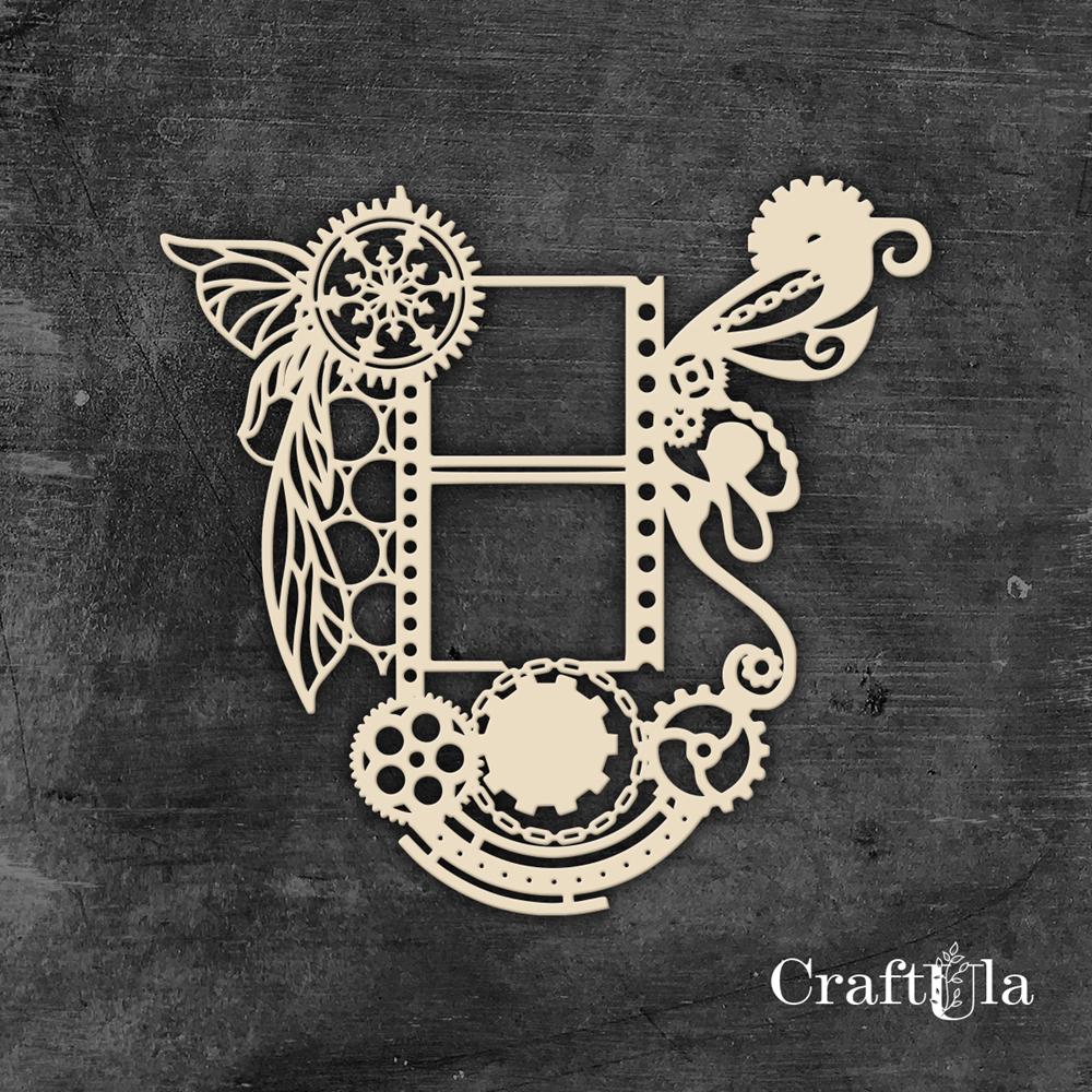 Chipboard Frame/Corner 1545 – Steampunk - (approx. 11x11x0,15cm)