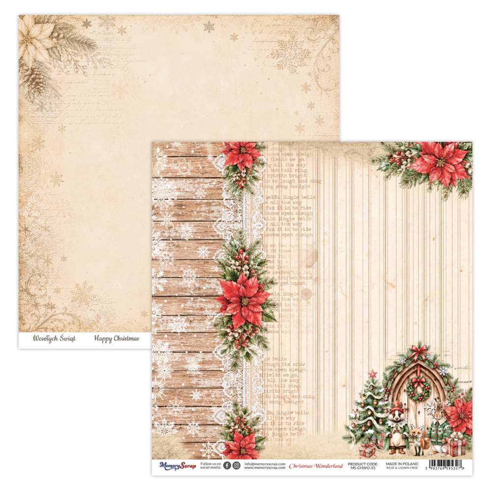 Double-sidedpaper 30,5x30,5cm Christmas Wonderland - 01, 250 gsm (1 sheet)