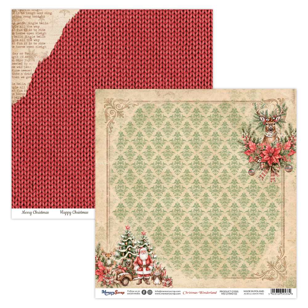 Double-sidedpaper 30,5x30,5cm Christmas Wonderland - 02, 250 gsm (1 sheet)