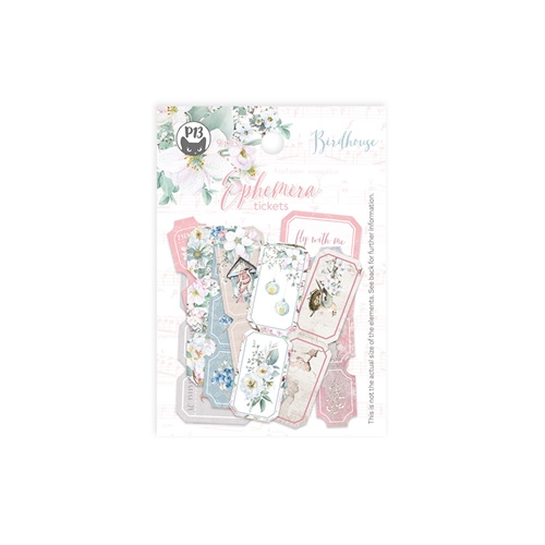 Ephemera set Tickets, Birdhouse, 9pcs (240gsm, 11,4x8cm paper bag)
