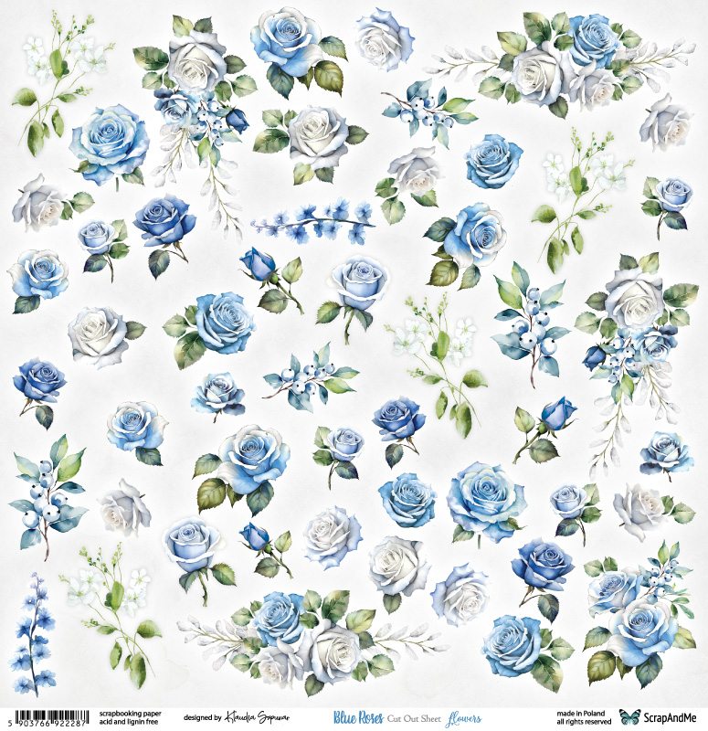 One-sided paper 30,5x30,5 cm Blue Roses – Flowers, 250 gsm, (1 sheet) One-sided paper 30,5x30,5 cm Blue Roses – Flowers, 250 gsm, (1 sheet)