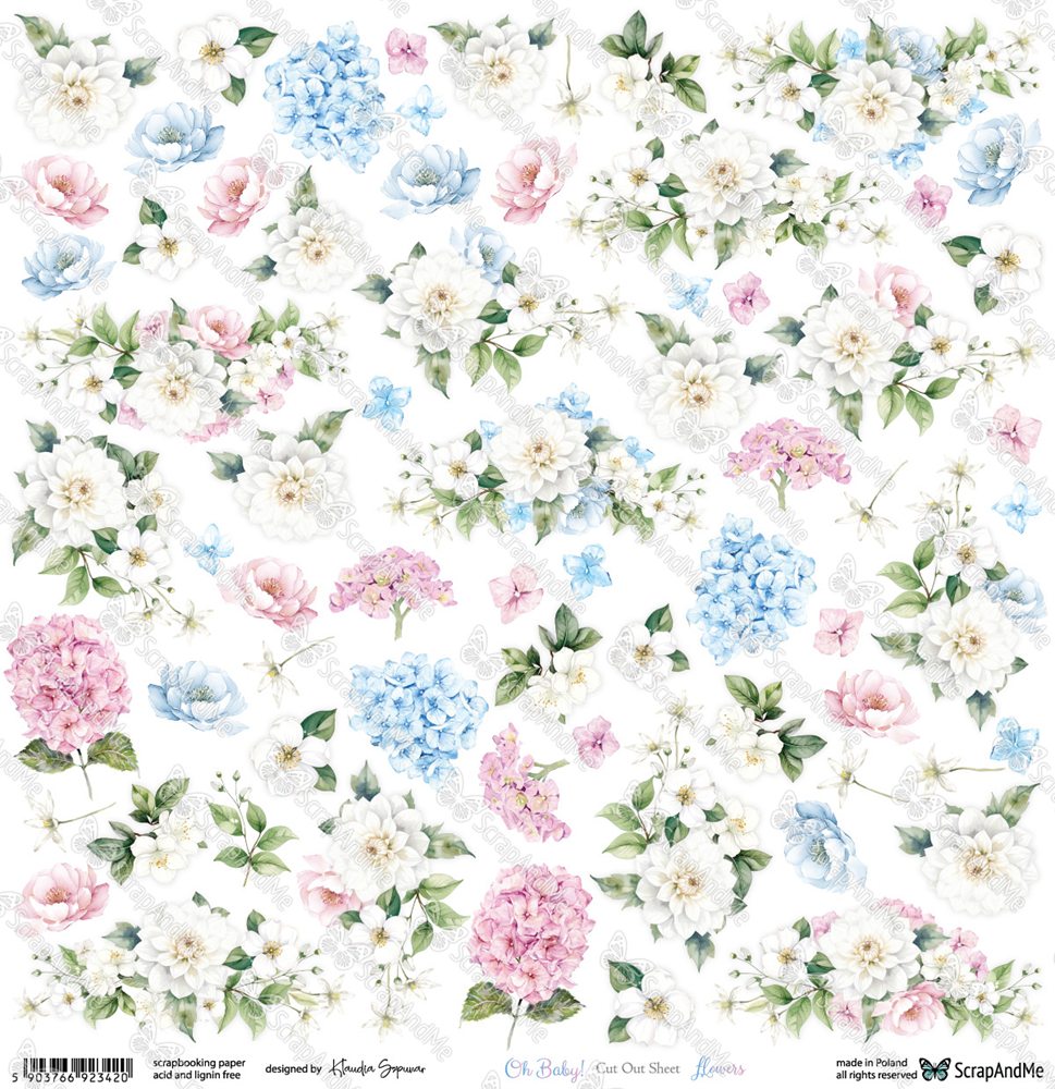 One-sided paper 30,5x30,5 cm Oh Baby – Flowers, 250 gsm, (1 sheet) One-sided paper 30,5x30,5 cm Oh Baby – Flowers, 250 gsm, (1 sheet)