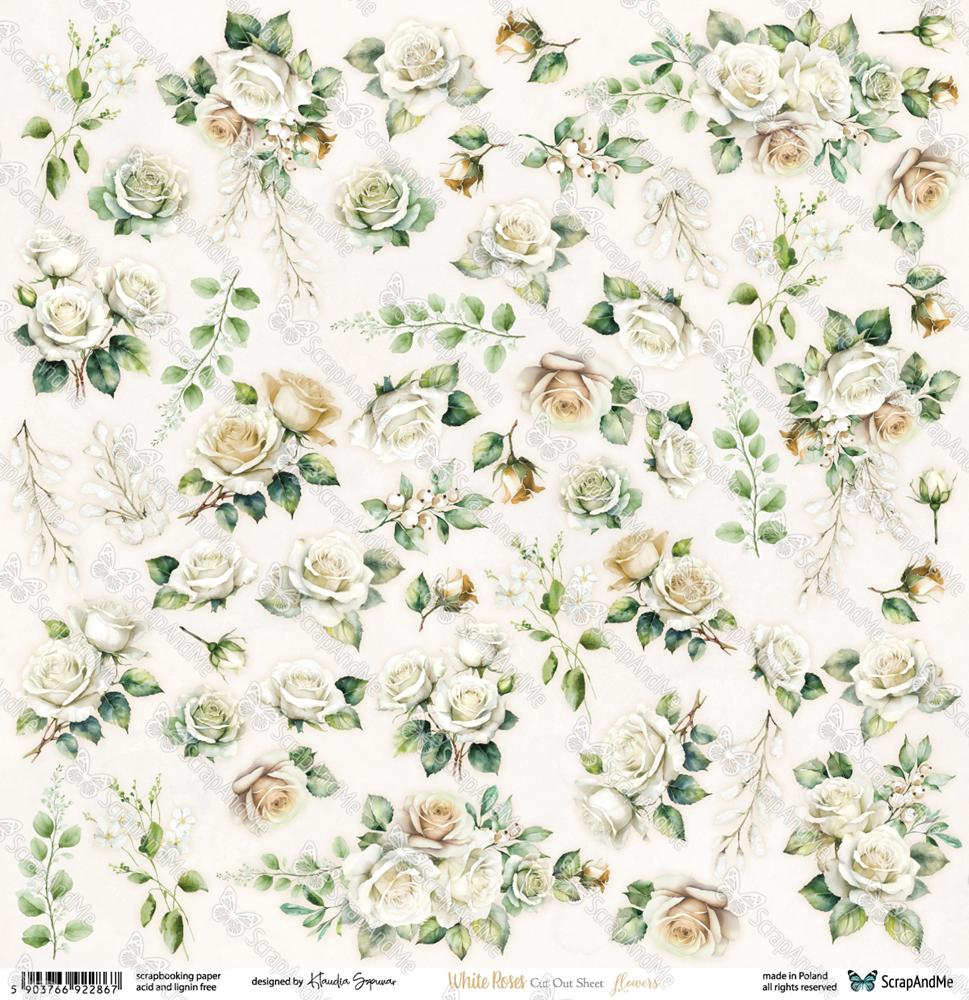 One-sided paper 30,5x30,5 cm White Roses – Flowers, 250 gsm, (1 sheet) One-sided paper 30,5x30,5 cm White Roses – Flowers, 250 gsm, (1 sheet)