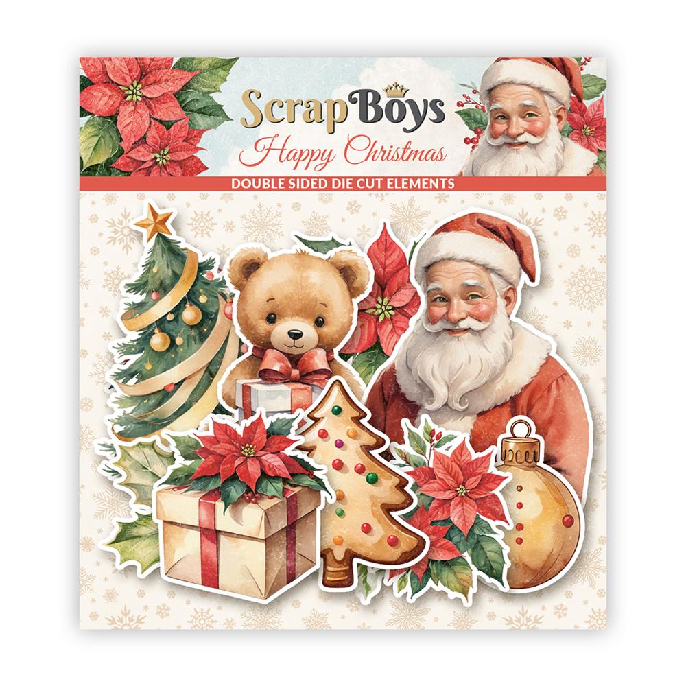 Set of double-sided die cut elements Happy Christmas, 40 pcs, 250 gsm
