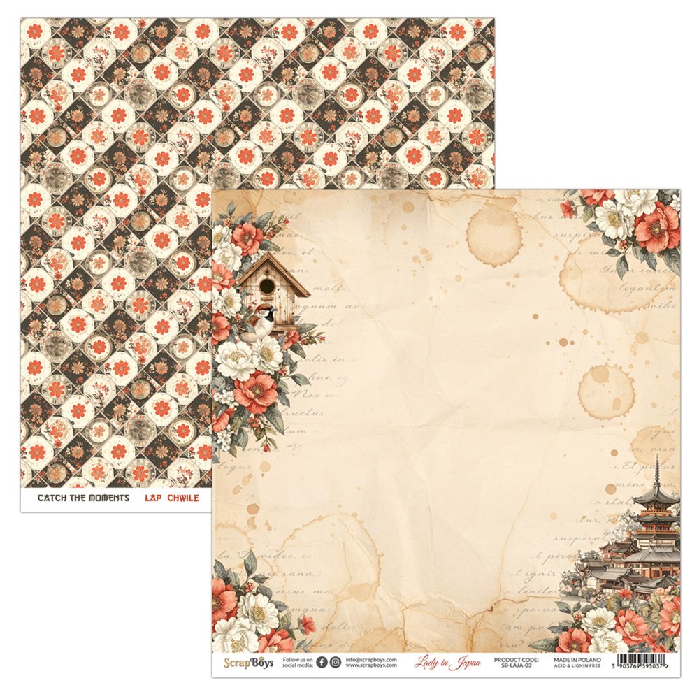 Double-sidedpaper 30,5x30,5cm Lady in Japan - 03, 250 gsm (1 sheet) Double-sidedpaper 30,5x30,5cm Lady in Japan - 03, 250 gsm (1 sheet)