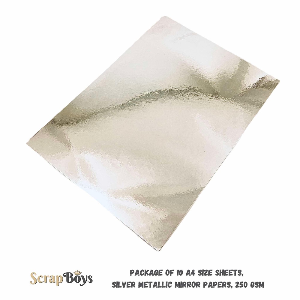 One-sided metallic mirror paper Silver, A4, 250 gsm (1 sheet)