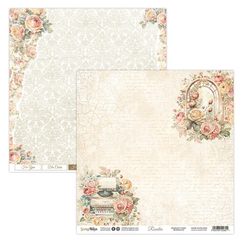 Double-sided paper 30,5x30,5cm Rosalia - 02, 250 gsm (1 sheet)