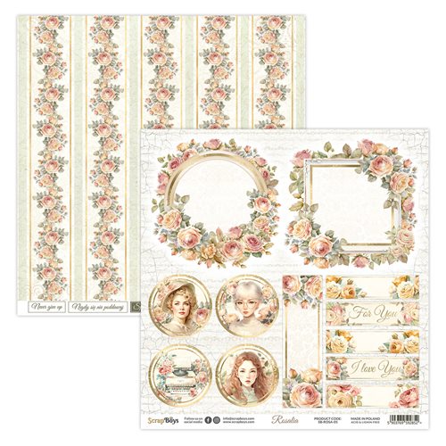 Double-sided paper 30,5x30,5cm Rosalia - 05, 250 gsm (1 sheet)