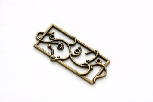 Charms set Flourish Frame 14*40mm, brass 10 pcs