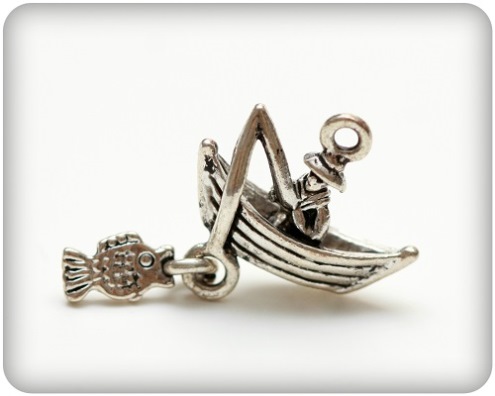 Metal charms set FISHING 15*19mm, 10pcs