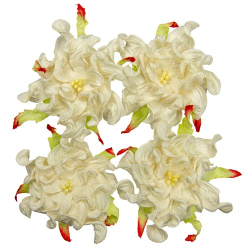 Handmade mulberry Gardenia, dia ~7cm, 4 pcs, WHITE
