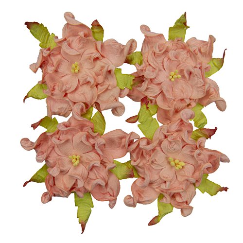 Handmade mulberry Gardenia, dia ~7cm, 4 pcs, SALMON