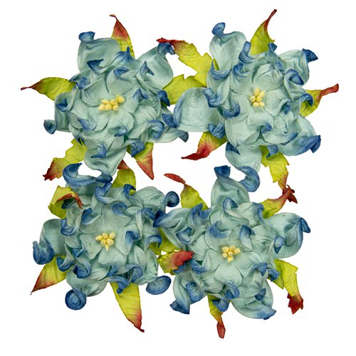 Handmade mulberry Gardenia, dia ~7cm, 4 pcs, 2-TONES DARK BLUE Handmade mulberry Gardenia, dia ~7cm, 4 pcs, 2-TONES DARK BLUE