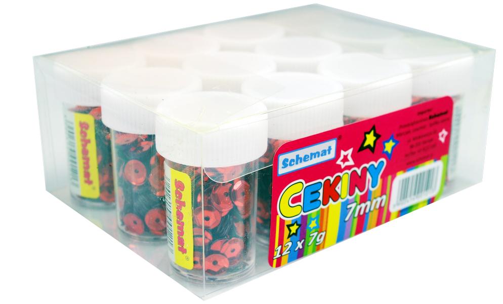 Sequins red, round, mettalic, 7mm (12x7g)