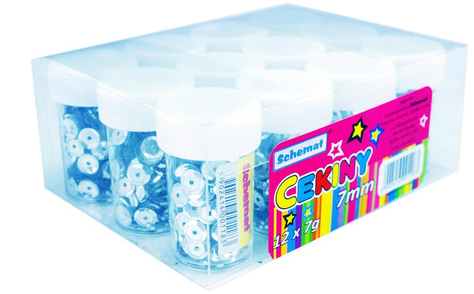 Sequins silver, round, mettalic, 7mm (12x7g)