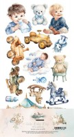 Extras to Cut Set 30,5x15 cm Hello Baby – Boy, 250 gsm, mirror print (8 sheets, 8 designs, 1x8 double-sided sheets)
