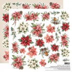 Double-sided paper 30,5x30,5 cm The Magic of December – flowers to cut, mirror print, 250 gsm (1 sheet)