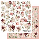 Double-sided paper 30,5x30,5 cm Melody of the Heart – Flowers– extras to cut, mirror print, 250 gsm (1 sheet)