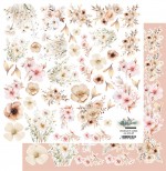 Double-sided paper 30,5x30,5 cm Soul of Spring – Flowers– extras to cut, mirror print, 250 gsm (1 sheet)