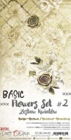 Basic Flowers Set 2, Beige-Brown, extras to cut, 15,5x30,5cm, mirror print (18 sheets, 6 designs, 3x6 double-sided sheets + bonus design on the cover, 250g)