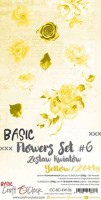 Basic Flowers Set 6, Yellow, extras to cut, 15,5x30,5cm, mirror print (18 sheets, 6 designs, 3x6 double-sided sheets + bonus design on the cover, 250g) (clr 20)