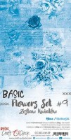 Basic Flowers Set 9, Blue, extras to cut, 15,5x30,5cm, mirror print (18 sheets, 6 designs, 3x6 double-sided sheets + bonus design on the cover, 250g)