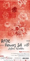 Basic Flowers Set 10, Red, extras to cut, 15,5x30,5cm, mirror print (18 sheets, 6 designs, 3x6 double-sided sheets + bonus design on the cover, 250g)