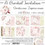 Paper Collection Set 20,3x20,3cm A Cordial Invitation, 190 gsm (24 sheets, 12 designs, 4x6 double-sided sheets + bonus design on the cover) (clr 30)