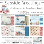Paper Collection Set 20,3x20,3cm Seaside Greetings, 190 gsm (24 sheets, 12 designs, 4x6 double-sided sheets + bonus design on the cover)