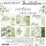 Paper Collection Set 20,3x20,3cm Greenery Invitation, 190 gsm (24 sheets, 12 designs, 4x6 double-sided sheets + bonus design on the cover)