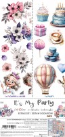 Extras to Cut Set – Mix – It’s My Party,15,75x30,5cm, mirror print, 250 gsm (18 sheets, 18 designs – all Flowers and Party sheets x1 + 3x bonus designs on the cover)