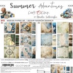 Mix Paper Set 20,3x20,3cm Summer Adventures, 250 gsm (24 sheets, 24 designs – collection and basic designs, 2x12 double-sided sheets +5x bonus design