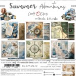 Paper Collection Set 15x15cm Summer Adventures, 250 gsm (24 sheets, 12 designs, 4x6 double-sided sheets, bonus design - 2 sheets)
