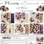 Paper Collection Set 15x15cm Plum And Caramel, 250 gsm (24 sheets, 12 designs, 4x6 double-sided sheets, bonus design - 2 sheets)